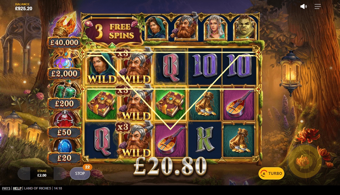 The Free Spin feature is triggered by landing 2 Free Spins symbols